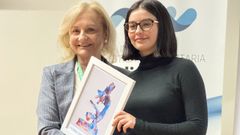 A la derecha, Ux�a Termen�n, con la presidenta de la AECC en Pontevedra