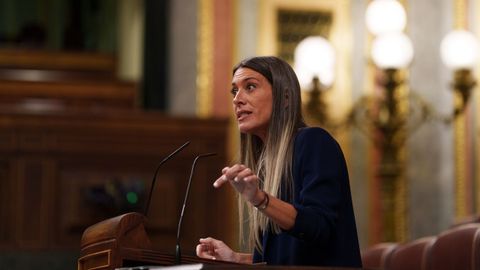 La portavoz de Junts en el Congreso, M�riam Nogueras, durante su intervenci�n en el pleno de este martes.