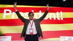 El primer secretario del PSC y candidato socialista a las elecciones catalanas, Salvador Illa, en el congreso de su partido en Barcelona.