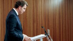 El presidente de la Xunta, Alberto N��ez Feijoo, ayer tras la reuni�n del Consello de la Xunta.