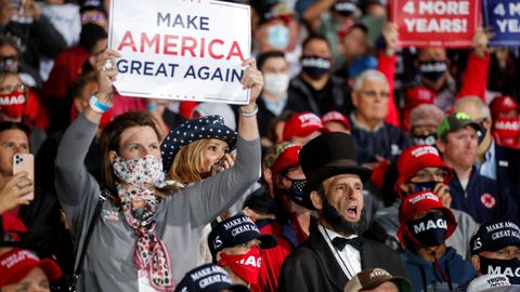 Asistentes al mitin por Trump en Iowa, el pasado miércoles
