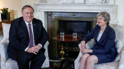  El secretario de Estado de EE.UU., Mike Pompeo, lleg ayer a Londres para reunirse con Theresa May, tras haber dejar plantada el martes a Angela Merkel y viajar inesperadamente a Irak