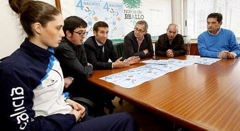 Jessica Posse, Marcos Trigo, Bruno López, Evencio Ferrero, Xosé Regueira y Fran García, ayer.