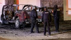 Imagen de archivo de un coche incendiado.