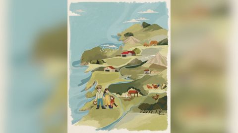 A l�mina na que Coren, da man da ilustradora Laura Su�rez, fai un percorrido sentimental por Galicia e tam�n repasa os sectores productivos.