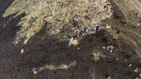 Voluntarios protegen los montes afectados por los incendios forestales en Vilamart�n de Valdeorras