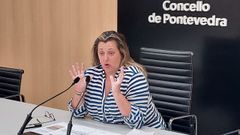 La concejala del PSOE Yoya Blanco, en la sala de prensa del Concello de Pontevedra