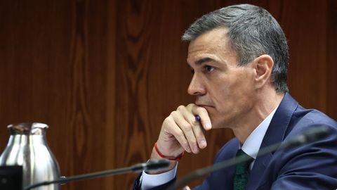 El presidente del Gobierno, Pedro Sánchez, durante la Comisión de Investigación sobre el caso Koldo, en el Senado.