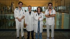 Los neum�logos de �rea del Pulm�n del HUCA, Guillermo L�pez-Arranz, Ramon Fernandez y los jefes de secci�n In�s Ruiz y Pablo Lozano