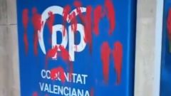 Sede del PP vandalizada en Valencia