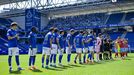 Los jugadores del Vetusta, antes del partido de playoff ante el Coria
