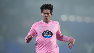 Marcos Alonso, durante el Getafe-Celta de este domingo en el Coliseum.