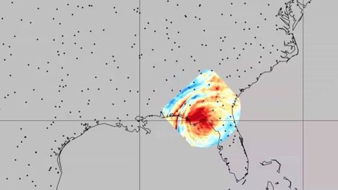 Grfica facilitada por la NASA en la que se aprecian las importantes perturbaciones registradas en ese momento sobre Florida (EE.UU.).