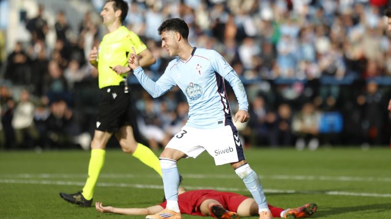 Hugo �lvarez marc� el vig�simo cuarto gol del Celta en la liga, el que cerraba la cuenta ante el Valencia.