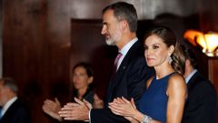 Los reyes Felipe y Letizia durante el tradicional concierto de los Premios Princesa de Asturias, celebrado en el Auditorio Pr�ncipe Felipe de Oviedo, en la v�spera de la ceremonia de entrega de los galardones.