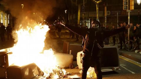 Disturbios durante las protestas en Barcelona