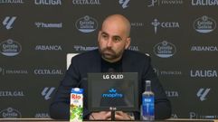 El entrenador del Celta, Claudio Gir�ldez, en la rueda de prensa posterior al partido ante el Oviedo.