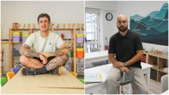 Pablo Arribas (izquierda), maestro de infantil y director de la escuela Gazapo en Nar�n, y�Jos� Juan Garc�a (derecha) pedagogo en la academia 7+1.