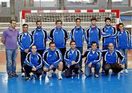 El cuerpo t�cnico del Teucro, ayer en el Pabell�n Municipal.