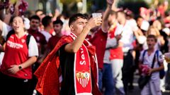 Los hinchas del Sevilla.Los hinchas del Sevilla antes de un partido