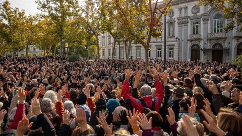 Manifestaci�n frente al Tribunal Supremo en apoyo del ex fiscal general del Estado, la semana pasada