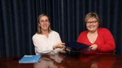Ethel V�zquez y Teresa Villaverde, en el acto de firma del acuerdo.