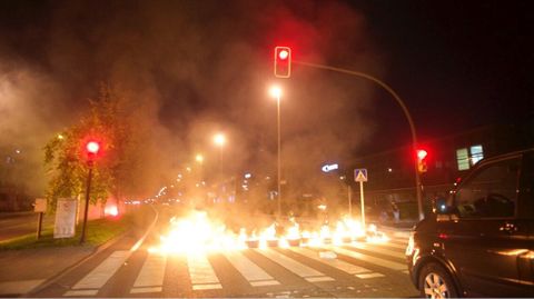 Barricada de trabajadores de Tenneco en Gij�n