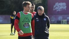 Joan Carrillo dirigi este mircoles su primer entrenamiento como tcnico del Lugo.