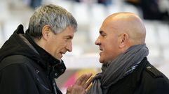 Luis C�sar, a la derecha, durante el Albacete-Lugo de la primera vuelta