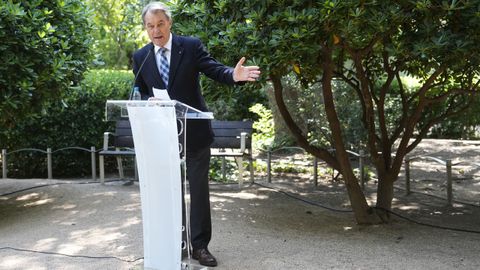 El expresidente Artur Mas, este mircoles en rueda de prensa para anunciar su querella contra los exministros de Rajoy Jorge Fernndez Das y Mara Dolores de Cospedal por espionaje