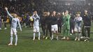 Los futbolistas del Celta, tras eliminar al Sant Andreu en los penaltis el pasado jueves.