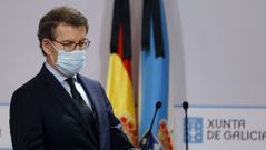 Feijoo durante la rueda de prensa posterior al Consello de la Xunta