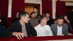 Dani Calvo, Paulino y Borja Bast�n, con Pomares, Borja S�nchez y Costas por detr�s
