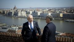 Vktor Orbn, primer ministro de Hungra, en su encuentro en Budapest con su homlogo israel, Benjamin Netanyahu.