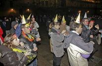 Ambiente festivo en la plaza del Obradoiro durante la pasada Nochevieja.