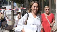 La vicesecretaria deregeneracininstitucional del PP, Cuca Gamarra, momentos antes de la rueda de prensa ofrecida este sbado en Logroo.