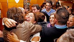 Beatriz Mato, cabeza de lista del PP, celebrando los resultados.