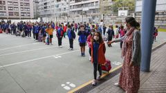 Entrada de alumnos a un colegio siguiendo el protocolo contra el coronavirus