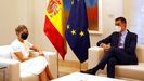 Yolanda D�az y Pedro S�nchez, en su reuni�n previa al Consejo de Ministros que aprob� los Presupuestos