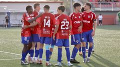 Los jugadores del Berganti�os celebrando un gol ante el Leioa en los dieciseisavos de final de la Copa Federaci�n