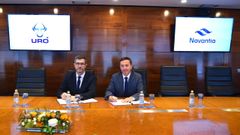 Los presidentes de Urovesa, Justo Sierra (izquierda de la imagen), y de Navantia, Ricardo Dom�nguez, en el acto de la firma del acuerdo de integraci�n de los SERT en el futuro veh�culo VERT para el Ej�rcito de Tierra.