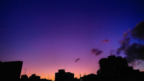 Luz p�rpura al atardecer. Gij�n el 6 de septiembre. Este verano, dos volcanes arrojaron gas sulfuroso a la estratosfera: el Raikoke en Islas Kirul (22/6) y el Ulawun en Nueva Guinea (3/8). Los finos aerosoles volc�nicos en la estratosfera dispersan la luz azul que mezclada con el rojo atardecer normal, producen un tono p�rpura