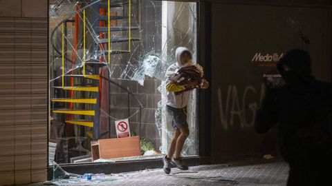 Vandalismo en Barcelona, el s�bado pasado.