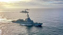 La fragata junto al resto de buques aliados