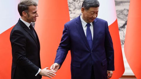 Macron y Xi, durante su encuentro en el Palacio del Pueblo de Pekn.