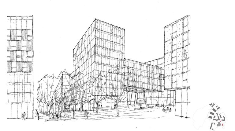 Recreacin de la nueva avenida Casanova de Eirs, un espacio mixto que conectar el parque de Oza con el de Eirs.