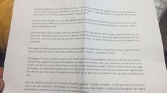 Voto nulo. El sobre donde deb�a estar la papeleta no guardaba voto a ning�n partido. Dentro hab�a una carta en la que una joven emigrada en Lima (Per�), cuenta las penalidades de la emigraci�n.