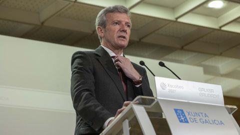 El presidente, Alfonso Rueda, en su comparecencia tras el Consello de la Xunta.