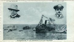 L�mina del archivo hist�rico de la Armada chilena en la que aparecen juntos Pardo y Shackleton