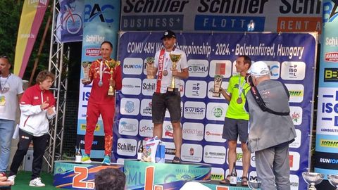 Nicol�s de las Heras, avilesino de 59 a�os y subcampe�n de la GOMU 48H World Championship en Balatonf�red, en Hungr�a